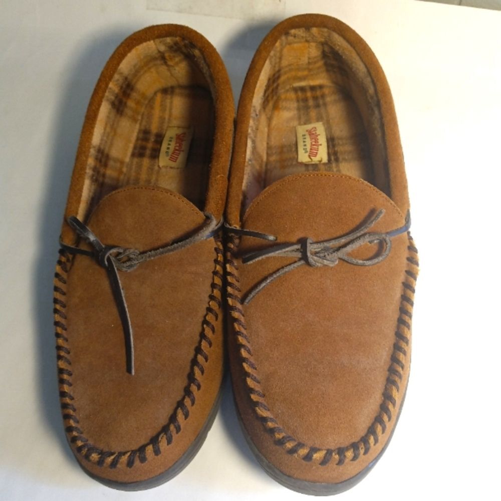 Staheekum Men's Flannel Lined Suede Sierra Moccasin Slippers Sz 13